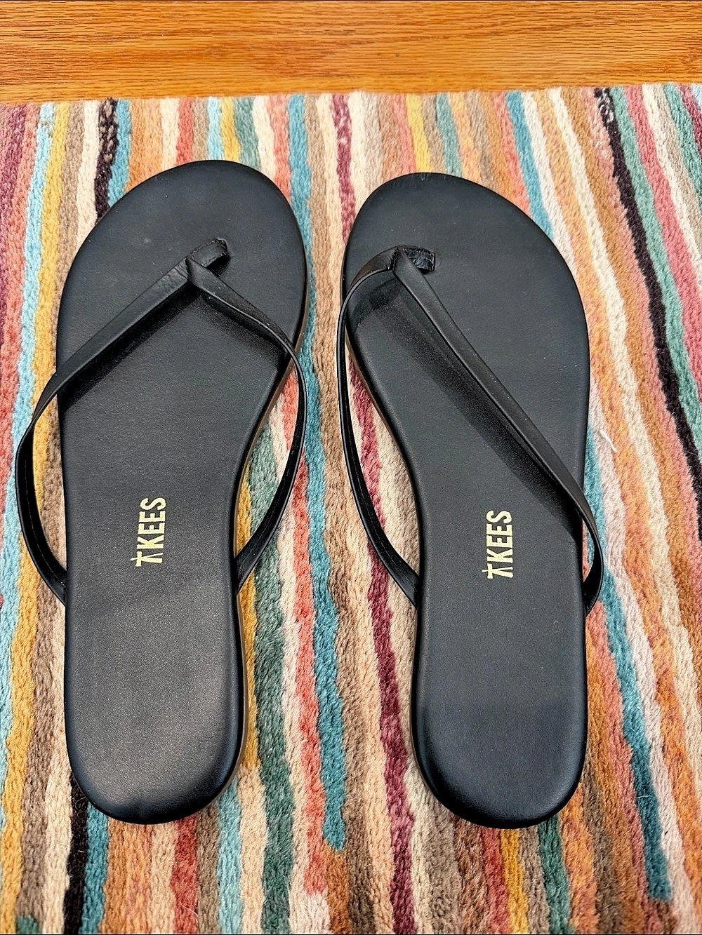 TKEES Lily Liners Black Thong Sandals US 8